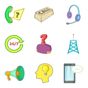IT problem icons set, cartoon style 스톡 일러스트