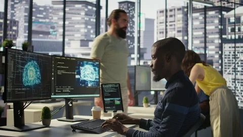 IT professional doing artificial intelligence programming Stock Footage 318232629