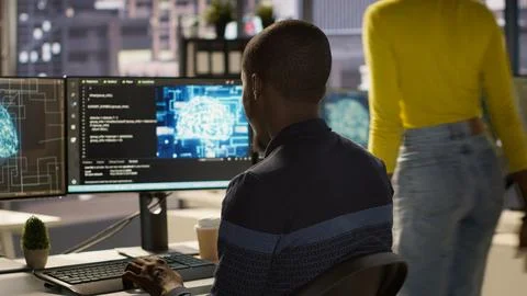 IT professional doing artificial intelligence programming 写真素材