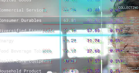 IT professional initiating flickering data panels glitching code streams Stock Footage 314737809