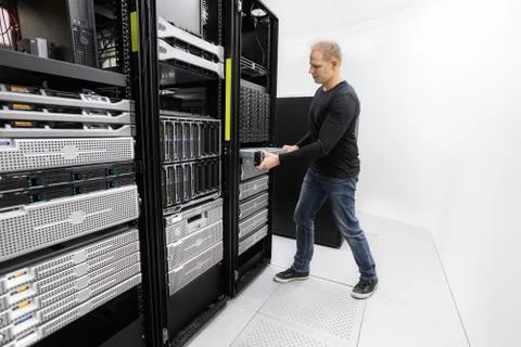 It professional install rack server in datacenter Stock Photos