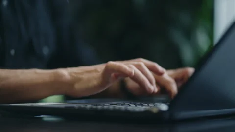 IT Professional Typing And Sending Messages By Laptop Keyboard, Closeup View Stock Footage 243310896