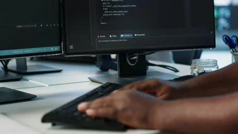 IT professional writing code, safeguarding data center from unauthorized access Stock Footage 319267647