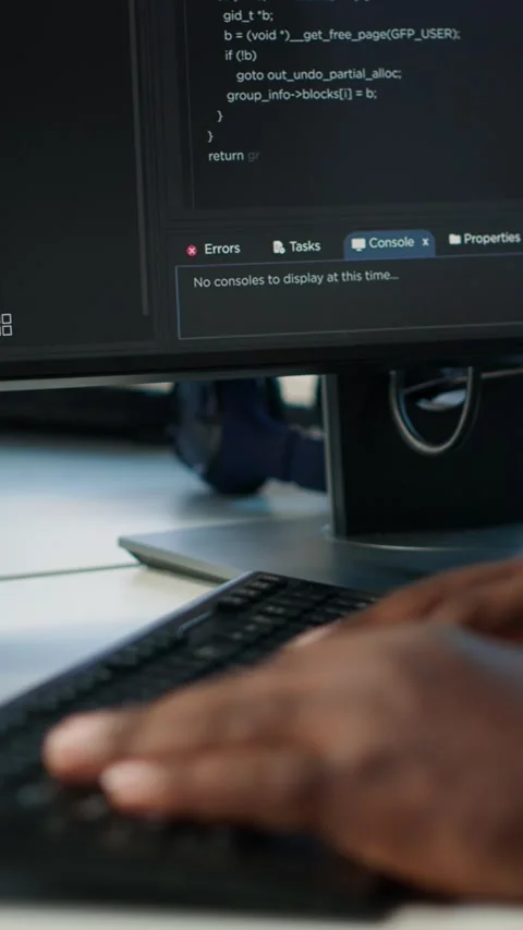 IT professional writing code, safeguarding data center from unauthorized access Stock Footage 319574584