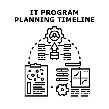 It program planning timeline concept developing project strategy Stock Illustration