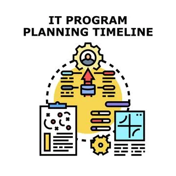 It program planning timeline concept developing project strategy 库存插图