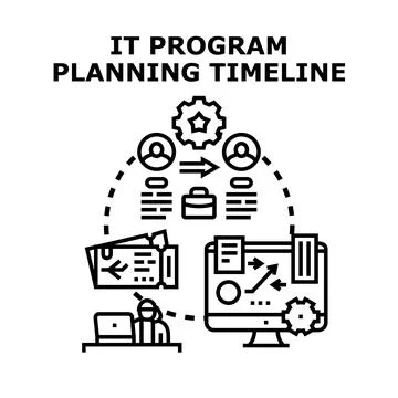 It program planning timeline concept developing strategy Stock Illustration