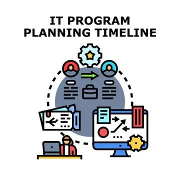 It program planning timeline concept developing strategy Stock Illustration