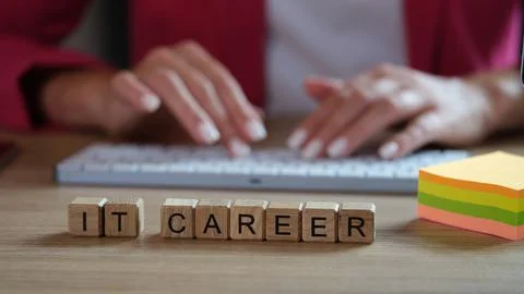 IT programmer career and trainee training concept on computer Stock Photos