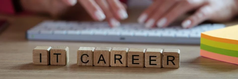 IT programmer career and trainee training concept on computer Stock Photos