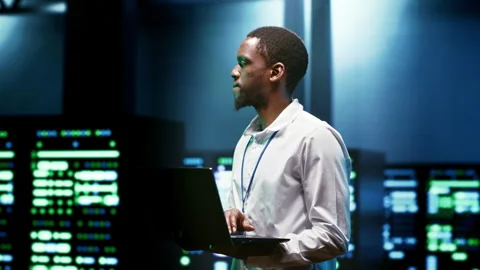 IT programmer installs server firewalls Stock Footage 246241686