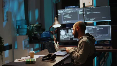 IT programmer taking vitamins and pills in box Stock Footage 222839549