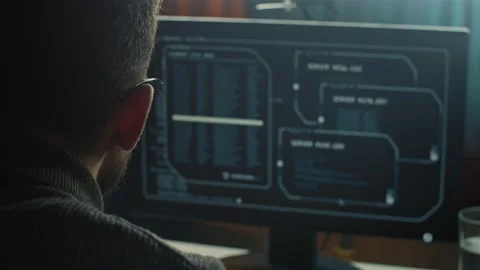 IT Programmer Working on Desktop Computer. Male Specialist Creating Innovative Stock Footage 168946578