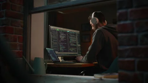 IT Programmer Working On Desktop Computer Stock Footage 197421187