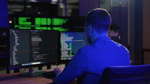 IT Programmer Working on Desktop Computer Stock Footage 266470889