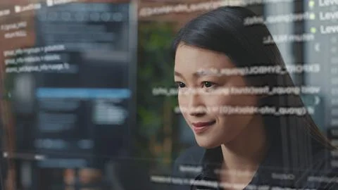 IT programmer writes script code with AR Stock Photos