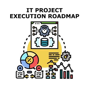 It project execution roadmap outlining development strategy Stock Illustration