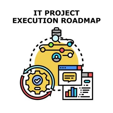 It project execution roadmap planning and management illustration Illustrazione stock