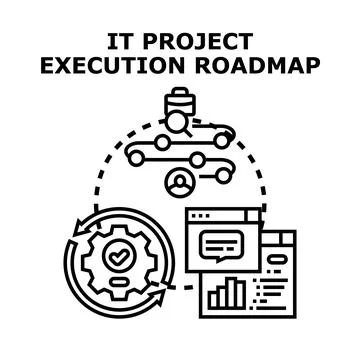 It project execution roadmap planning and management illustration Illustrazione stock