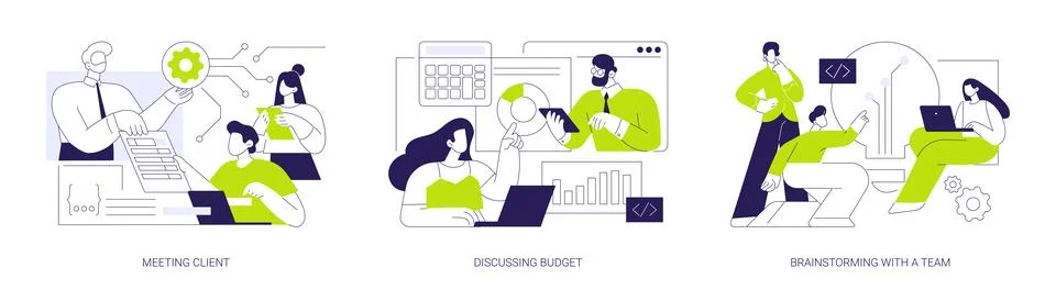 IT project management abstract concept vector illustrations. Illustrazione stock