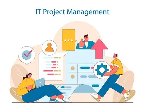 IT Project Management concept. The coordination of tasks, collaborative effort 스톡 일러스트