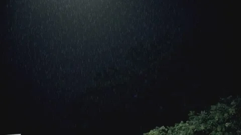 It rained at night - under the street lights - heavy rain Stock-Footage 257890278
