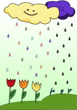 It is raining from the clouds of mood Stock Illustration