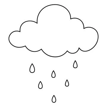 It is raining. Cumulus cloud and drops. Sketch Stock Illustration