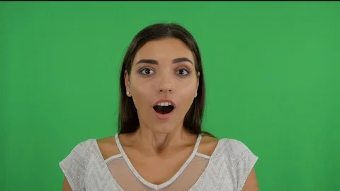 Is it really so? Amazed beautiful woman with long hair and attractive appearance Video stock 102892242