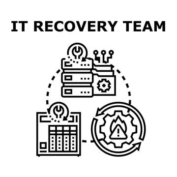 It recovery team restoring data and system operations Illustrazione stock