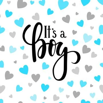 It s a boy. Hand drawn calligraphy and brush pen lettering on white backgroun Stock Illustration