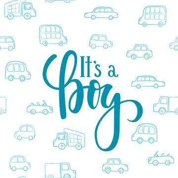 It s a boy. Hand drawn calligraphy and brush pen lettering on white backgro.. Stock Illustration