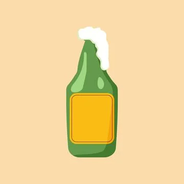 It s time to drink beer. Bottle with a foaming beer Stock Illustration