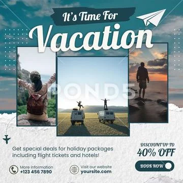 It s time for vacation travel deals and inspiration Modello PSD