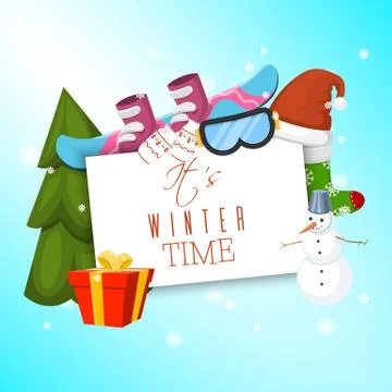 It s winter time banner vector illustration. Nature landscape with Christmas Stock Illustration