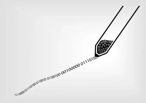 IT security and data encryption for passwords concept visualized by black pen イラスト素材