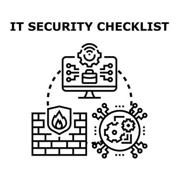 It security checklist concept protecting data and systems Stock Illustration