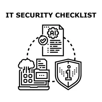 It security checklist protecting digital information system 스톡 일러스트