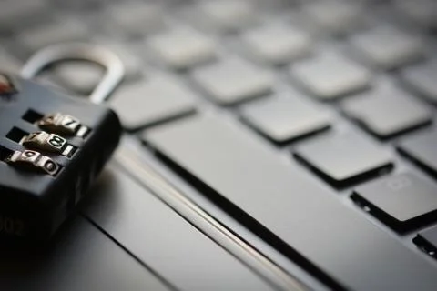 IT security concept with lock on keyboard Stock Photos