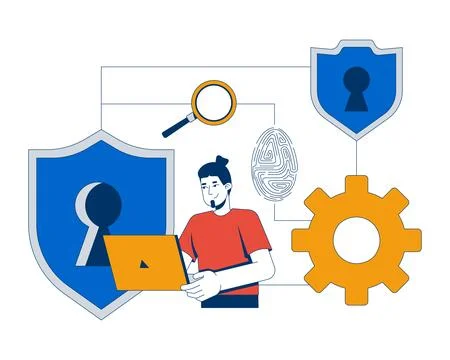 IT security workflow 2D illustration concept Stock Illustration