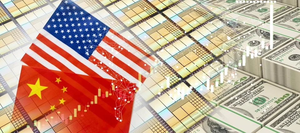IT semiconductor technology trade of major countries Trade cooperation in e.. Stock Photos