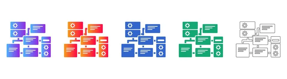IT Server Infrastructure Flowchart Icons Stock Illustration