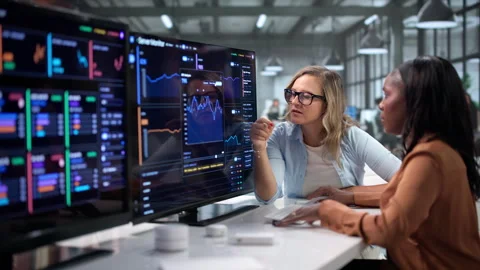 IT Servers Engineer Monitors Network Performance Stock Footage 347287081