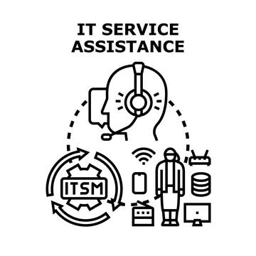 It service assistance providing technical support concept Stock Illustration