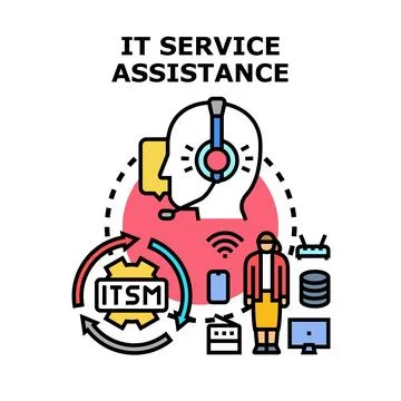It service assistance providing technical support concept Stock Illustration