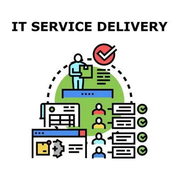 It service delivery managing technology computing solutions Stock Illustration