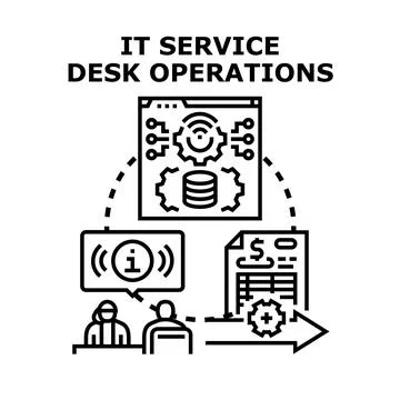 It service desk operations workflow process illustration Stock Illustration