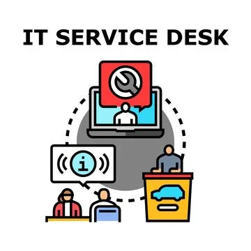 It service desk providing technical assistance and customer support Stock Illustration