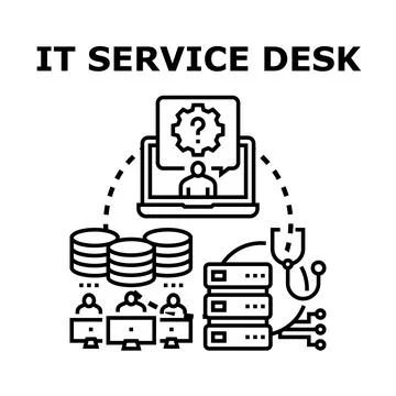 It service desk providing technical assistance and problem solving Stock Illustration