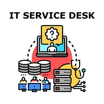 It service desk providing technical assistance and problem solving Stock Illustration